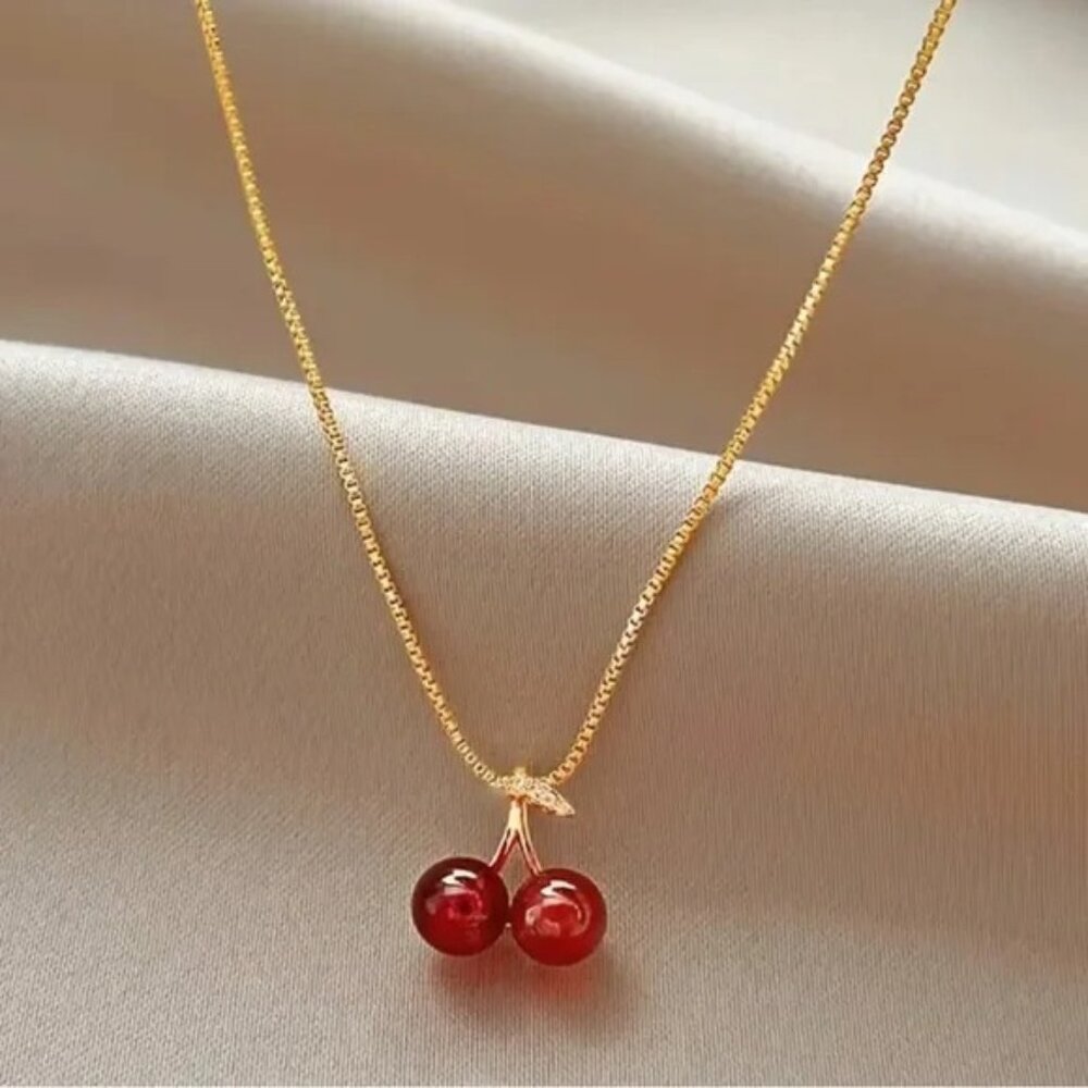 Free People Gold Cherry Necklace